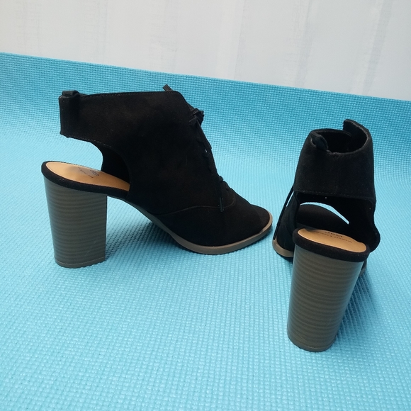 Gap Open Toe Ankle Boots Peep Toe Black Size 9 - Picture 6 of 10